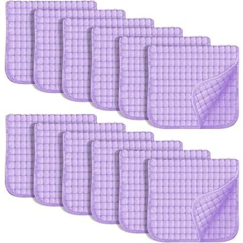 SWEET DOLPHIN 12 Pack Muslin Burp Cloths Large 100% Cotton Hand Washcloths for Baby - Baby Essentials Extra Absorbent and Soft Boys & Girls Milk Spit Up Rags for Newborn Registry - Purple, 20" X10"