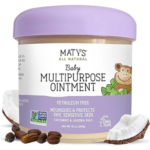 Matys Multipurpose Baby Ointment, All Over Gentle Skin Protection for Newborns & Up, Soothes Dry Irritated Skin, Diaper Rash, Cradle Cap, Drool Rash & More, Petroleum Free, Fragrance Free, 10 oz tub