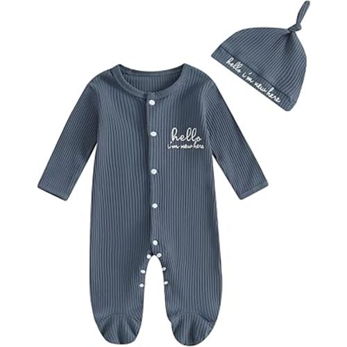 MERSARIPHY Newborn Baby Boy Girl Clothes Hi I'm New Here Coming Home From Hospital Outfits Gender Neutral One Piece Romper