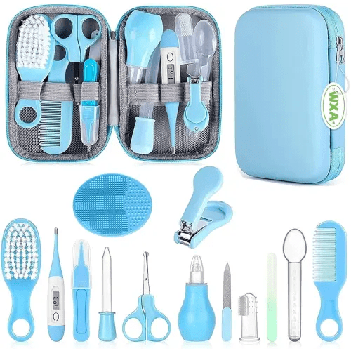 Baby Grooming Kit, Infant Safety Care Set with Hair Brush Comb Nail Clipper Nasal Aspirator, Baby Essentials Kit for Newborn Boys Girls