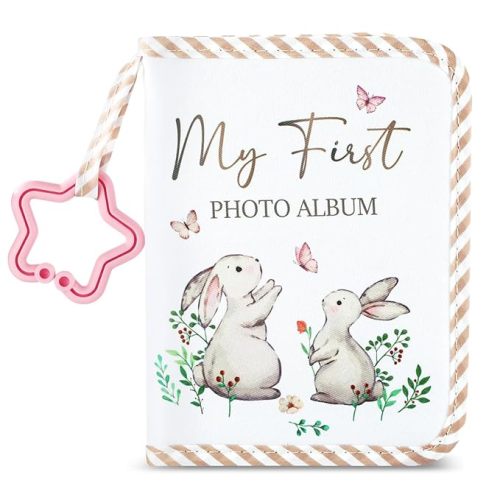 Baby's My First Family Album Soft Photo Cloth Book Rabbit My First Book of Photos Baby Memory Album Gift Holds 4x6 Pictures for Babies Newborn Toddler & Kids Girls Baby Shower