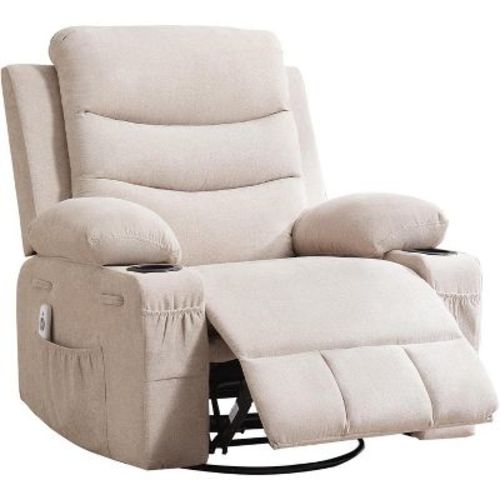 Recliner Chair Nursery,Oversized Manual Reclining Rocking Chair, 360 Swivel Glider with Cup Holder, Massage and Heat Recliner,Sofa Chairs for Adults