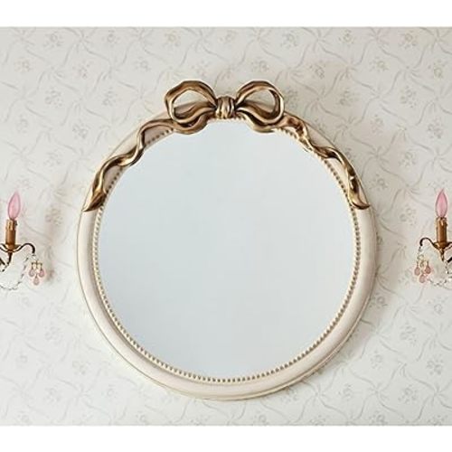 24-Inch Gold Bow Resin Mirror – Perfect Decorative Accent for Nursery and Elegant Baby Room Decor (Gold_1, 24in)