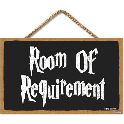 SEIFUD Room of Requirement | Home Decorative Signs House Signs Fantasy and Wizardry Theme Welcome Sign Wizardry Hanging Plaque Magic Gift Bedroom Toilet Wood Sign 6" x 11" (Black-82)