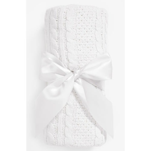 Nordstrom Cable Knit Baby Blanket, White
