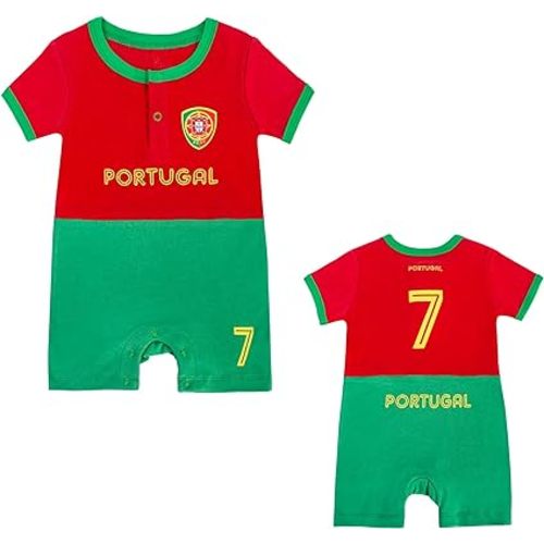 Baby Soccer Bodysuit - Short Sleeve Romper Outfit for Newborn & Toddler 0-24 Months