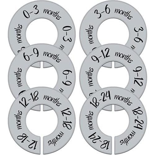Pro Goleem Baby Closet Dividers Gray Baby Closet Organizer for Nursery Baby Clothes Size Age Dividers Fits 1.5" Rod 6 PCS
