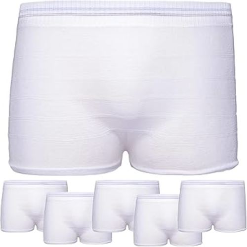 Knit Mesh Surgical Pants [5 Pack] Disposable Underwear for Postpartum, Hospital Recovery, Incontinence, Maternity - High Waisted, Soft, Stretchy, Breathable Underpants - Washable Multiple Times (M/L)