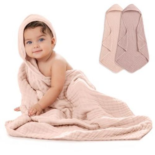 Comfy Cubs Hooded Baby Towels - 6 Layer, 100% Muslin Cotton - Large 32 X 32 Inch - 2-pack, Lace