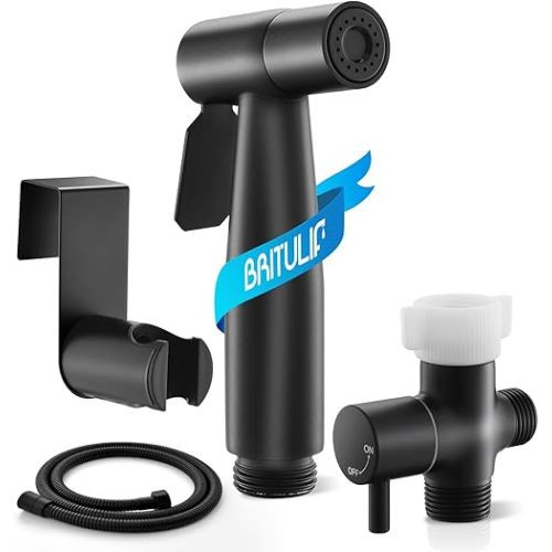 Black Handheld Bidet Sprayer for Toilet, Jet Sprayer for Toilet Muslim Shower, Adjustable Cloth Diaper Sprayer Bidets Attachment for Toilet, Bidet Hose for Feminine Wash,Matte Black