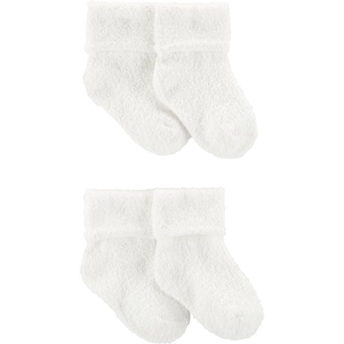 4-Pack Foldover Chenille  Booties - NB - Cream