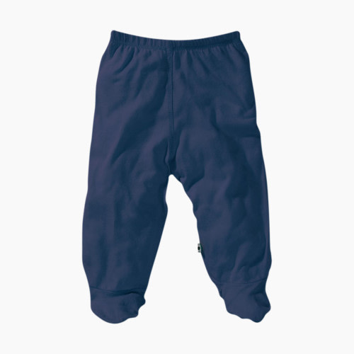 Babysoy Organic Cotton Solid Footie Pants - Indigo, 0-3 Months