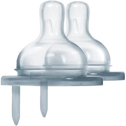 Pura Kiki Bottle Replacement Nipple 2-Pack - 100% Medical-Grade Silicone, Anti-Colic, NonPlastic - Suitable for Infants & Babies 0-3 Months (Slow Flow)