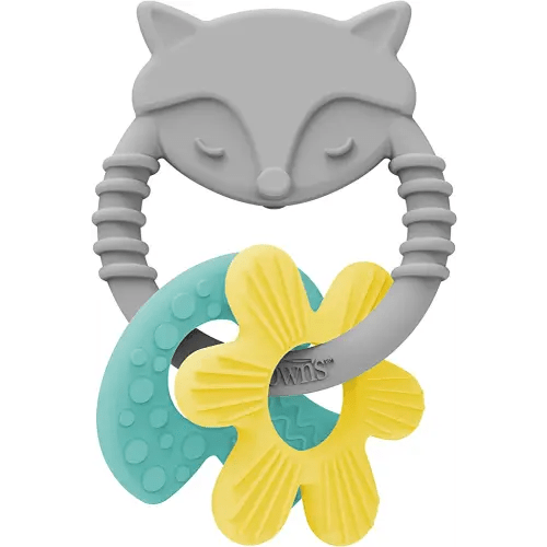 Dr. Brown's Learning Loop Fox, Baby Teether Ring with Multiple Shapes & Textures, Soft 100% Silicone, BPA Free, 3m+