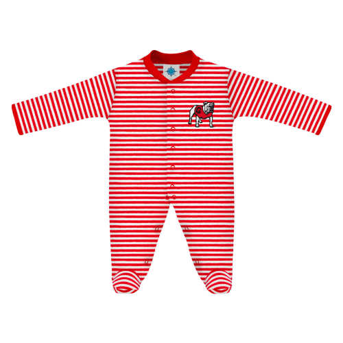 Georgia Bulldogs Striped Footed Romper | College Baby
