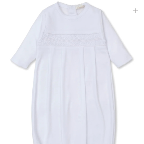Hand Smocked CLB Charmed White Sack Gown