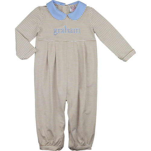 Blue And Khaki Knit Striped Long Romper – Cecil & Lou