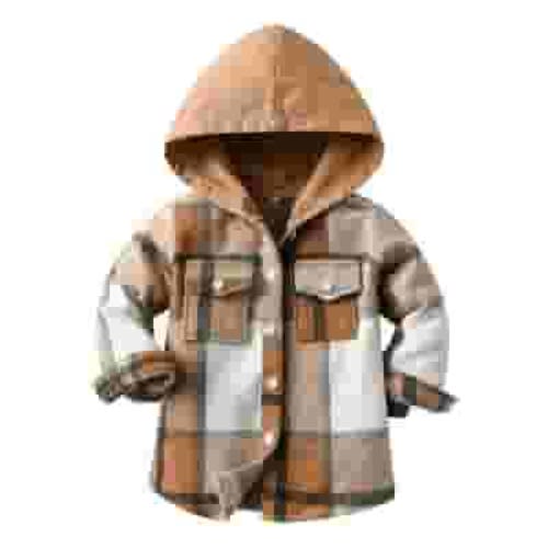 Gerichy Toddler Kids Baby Boys Girls Flannel Plaid Shirt Jacket Long Sleeve Button Down Tops Coat Shacket Jacket Fall Winter Clothes Autumn Winter Warm Thick Print Cotton Long Sleeve Coat Cardigan