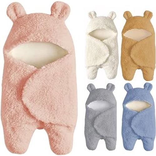 Baby Swaddle Blanket Boys Girls Cute Cotton Plush Receiving Blanket Ultra-Soft Newborn Sleeping Wraps for Infant 0-6 Months Baby Girl Shower Gift - Pink, One Size