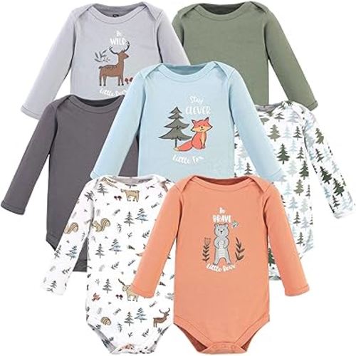 Hudson Baby Baby Cotton Long-sleeve Bodysuits 7-pack