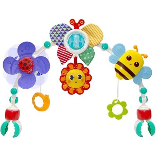 Baby Activity Arch Toy Bar for Stroller, Bassinets and Car Seat, Adjustable Crib Toys Hanging Attachment, Sensory Development Toys with Rattles