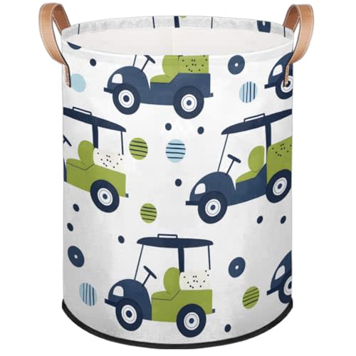 Golf Laundry Baskets,Round Large Hamper Basket,Collapsible Storage Basket Bins for Dirty Clothes Kids Toys Baby Blanket Organizer Nursery Bedroom Bathroom Storage Decor