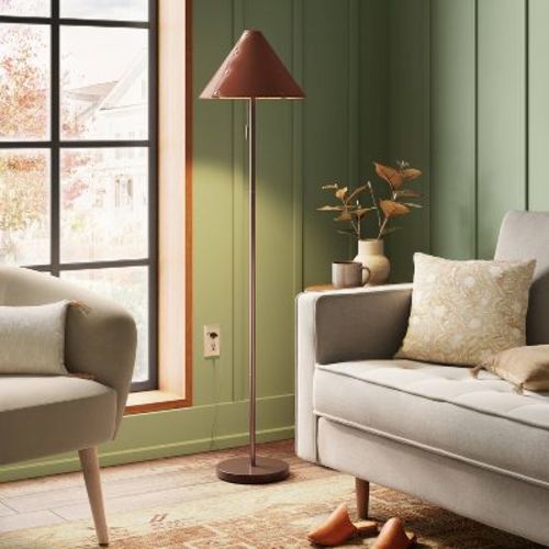Floor Lamp With Leather Shade Brown - Threshold™