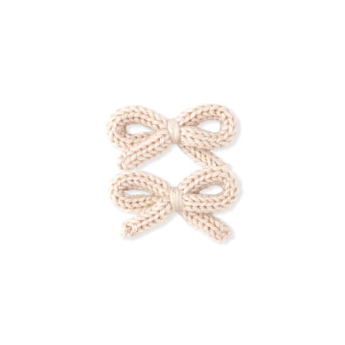 Crochet Ribbon Pigtail Set | Biscuit