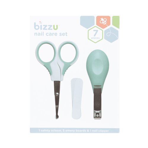Bizzu Baby Nail 3 In 1 Nail Care Set for Infants with Safety Material, Sage