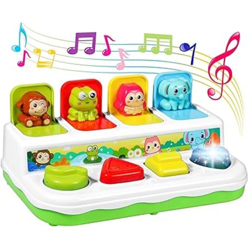 Baby Toys 6 to 18 Months, Preschool Early Learning Cause and Effect Interactive Infant Toys, Light Musical Pop Up Toys for Kids Toddlers 1-3 Years Old Boys Girls Gifts