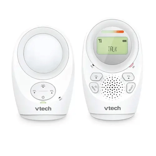 VTech DM1211 Enhanced Range Digital Audio Baby Monitor with Night Light, 1 Parent Unit, Silver & White