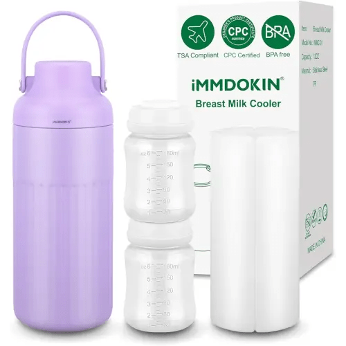 Compact Breast Milk Cooler Bottle, 12oz Portable Breastmilk Cooler with 2 Storage Bottles, 30H Cold Storage Breast Milk Chiller for Travel & Outdoor Use, Leakproof Reusable for Breastfeeding Moms