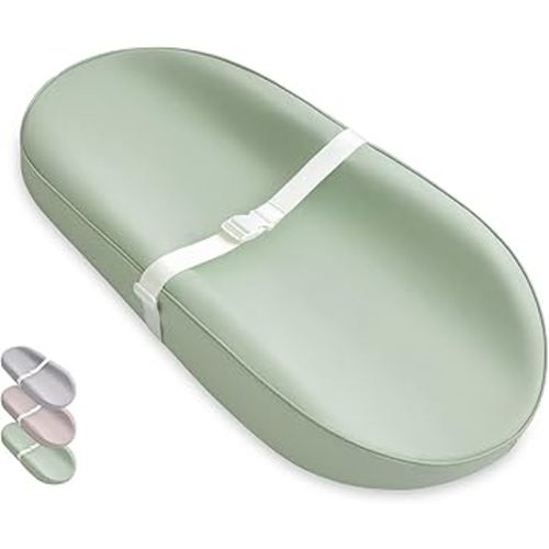 Blissful Diary Vegan Leather Baby Changing Pad with Waterproof & Wipe-Clean PU Cover, Avocado Size Cozy Diaper Changing Pad for Dresser and Table, Light Green