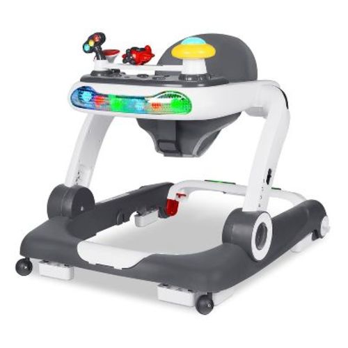 Kinder King 5-in-1 Baby Walker with Music & Lights, Activity Center for Toddler, Adjustable Height, Safety Bumper, Red