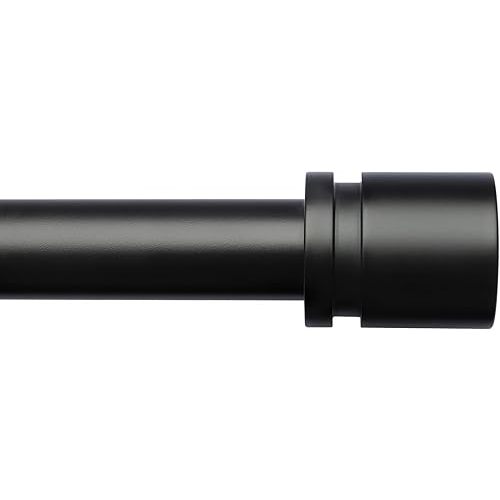 Curtain Rods for Windows 16 to 170 Inches Adjustable Length 1 Inch Diameter Window Curtain Rod with Aluminium Finials, Black
