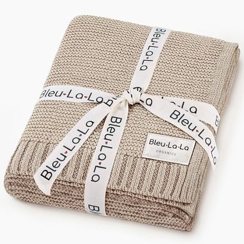 Baby Blanket for Girls Organic Cotton Knit Soft Warm Cozy Unisex Receiving Cuddle Stroller Crib Pink Blanket for Newborns, Infants Toddler, Boys and Girls (Oatmeal, 0-2 Years)