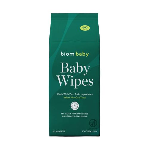 Biom Plant Based Hypoallergenic Baby Wipes - Fragrance Free - 60ct: Alcohol-Free, Contains Aloe, Refill Pouch