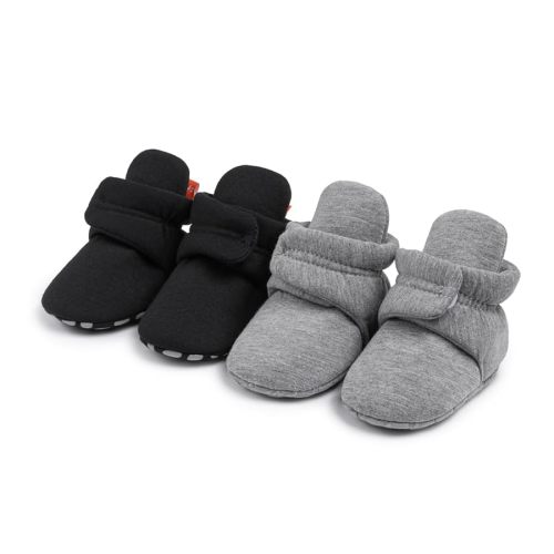 Sawimlgy Newborn Infant Baby Girl Boy Cotton Booties Stay On Sock Slippers Soft Bedroom Shoes Non-Skid Ankle Boots With Grippers Toddler Crib Warm Shoe First Walker Birthday Shower