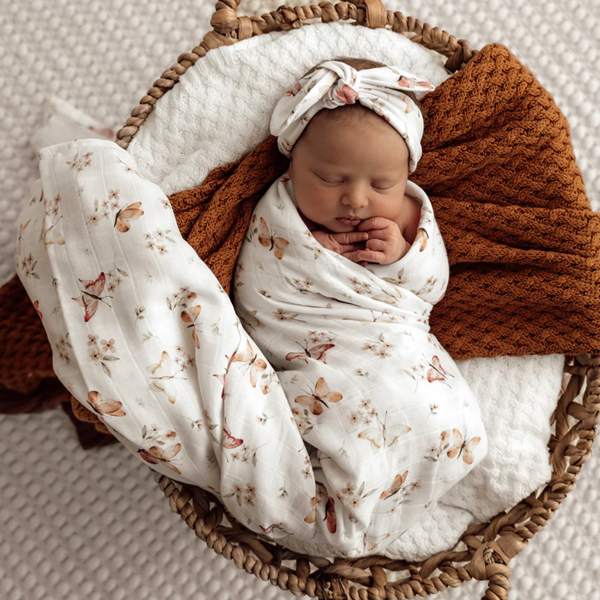 Butterfly Organic Muslin Wrap | Snuggle Hunny