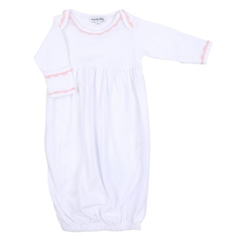 Magnolia Baby Baby Joy Embroidered Gathered Gown Pink