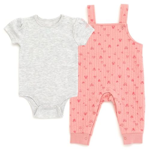 Disney Minnie Mouse Newborn Baby Girls Bodysuit And Overall Outfit Set Pink 6-9 Months