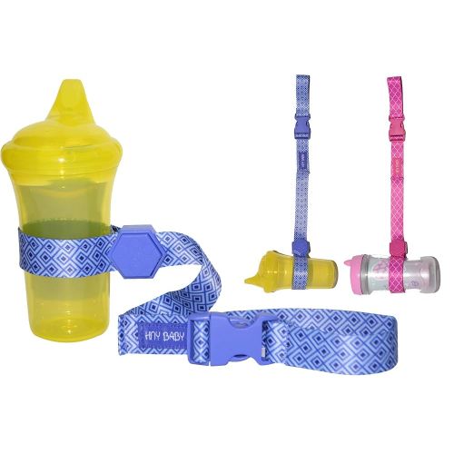 Sippy Cup Straps for Baby Bottle Toy Leash 4 Pack for Stroller High Chair Strap (Blue/Pink)