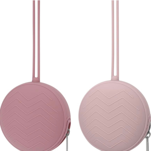 2 Pack Silicone Pacifier Holder Case, BPA Free Newborn Baby Pouch for Boys & Girls, Portable Container (Powder Rose, Dusty Lilac)