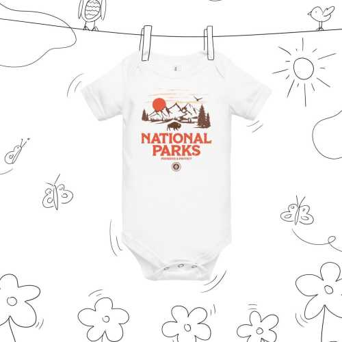 National Parks Onesie Baby Bodysuit, Camping & Hiking Baby Outfit - Outdoor Shower Gift - National Park Baby Clothes