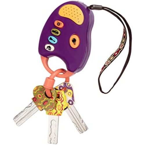 B. toys – FunKeys Toy – Funky Toy Keys for Toddlers and Babies – Toy Car Keys and Purple Remote with Light and Sounds – Non-Toxic