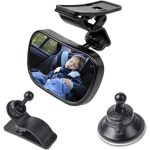 SSyang Car Baby Mirror,Baby Safety Car Mirror,88mm×55mm,Rear Seat Baby Mirror,for Infants,Children,Children,Rear Seat Passengers(Black)