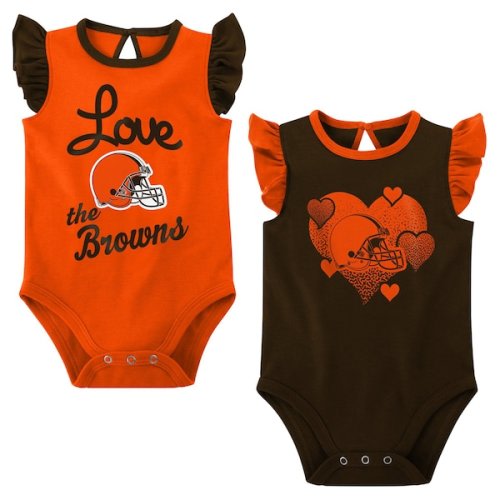 Girls Newborn & Infant Cleveland Browns Brown/Orange Spread the Love 2-Pack Bodysuit Set