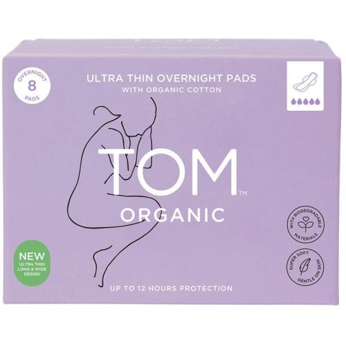 TOM Organic Overnight Pads 8 Pack