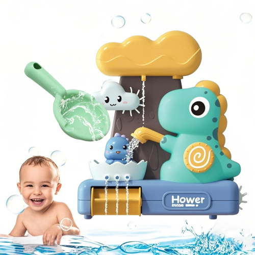 QXQ Suction Bath Toys, Baby Bathtub Toy with Interactive Features for Cognitive Development, Toddler Dinosaur Bath Toy for Boys and Girls 18 Months +