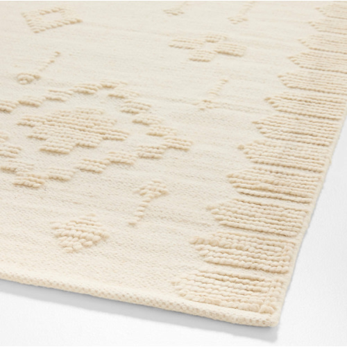 Textural Flatweave Ivory Wool and Cotton Kids Area Rug 6’ x 9’